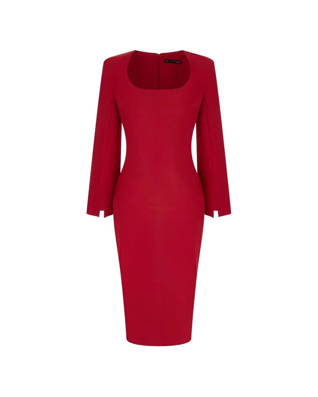 La Petite Robe Di Chiara Boni Red Meizi Slit-Sleeve Scoop-Neck Midi Dress