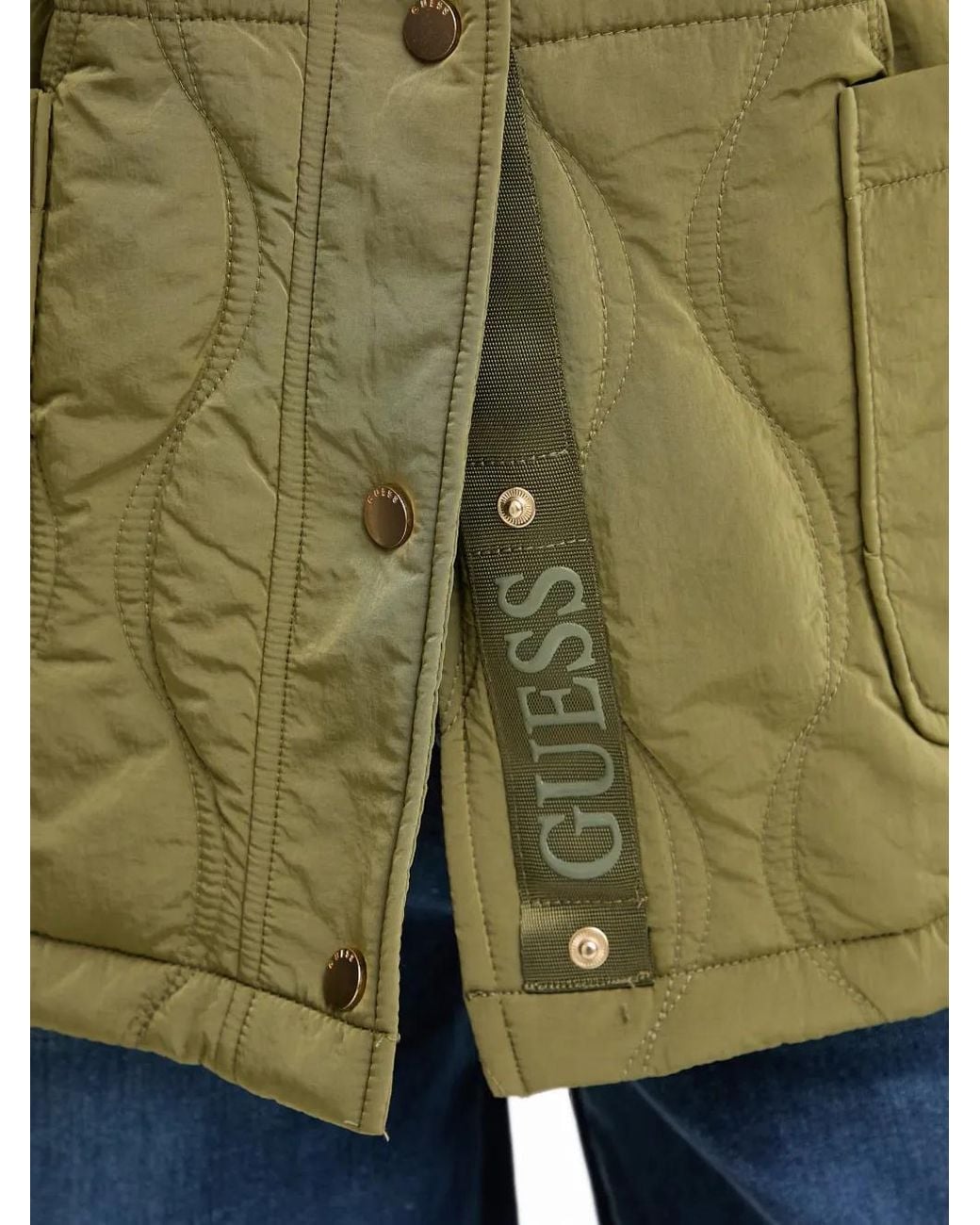 Guess Green Corine Quilted Drawstring Jacket