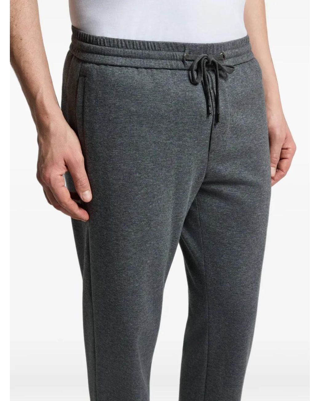 Peserico Gray Mélange-Effect Drawstring-Waist Track Pants for men