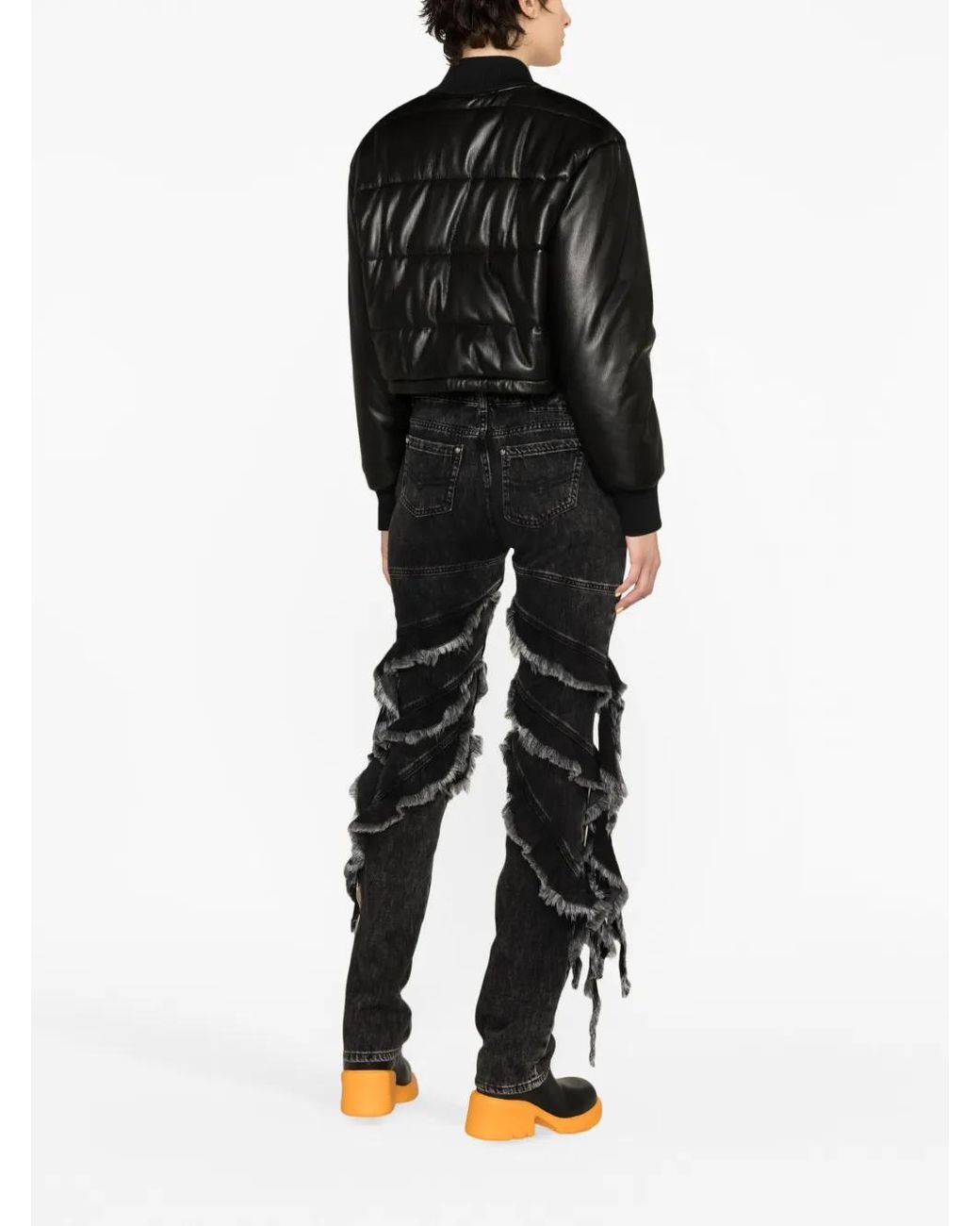 MSGM Black Gefütterte Jacke Mit Glanzoptik
