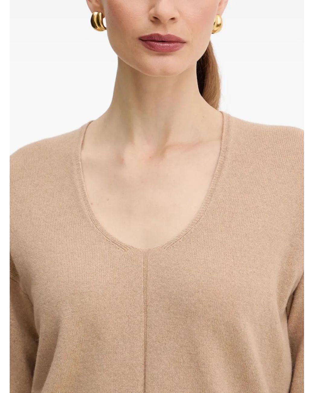 Twinset Blue U-Neck Ribbed Sweater