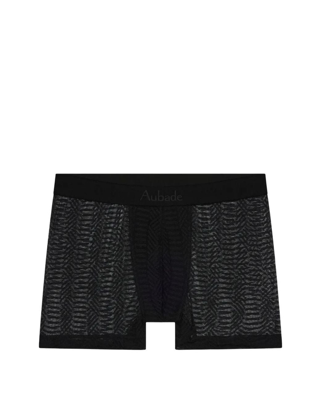 Aubade Black Geometric-Pattern Mesh Boxer Shorts for men