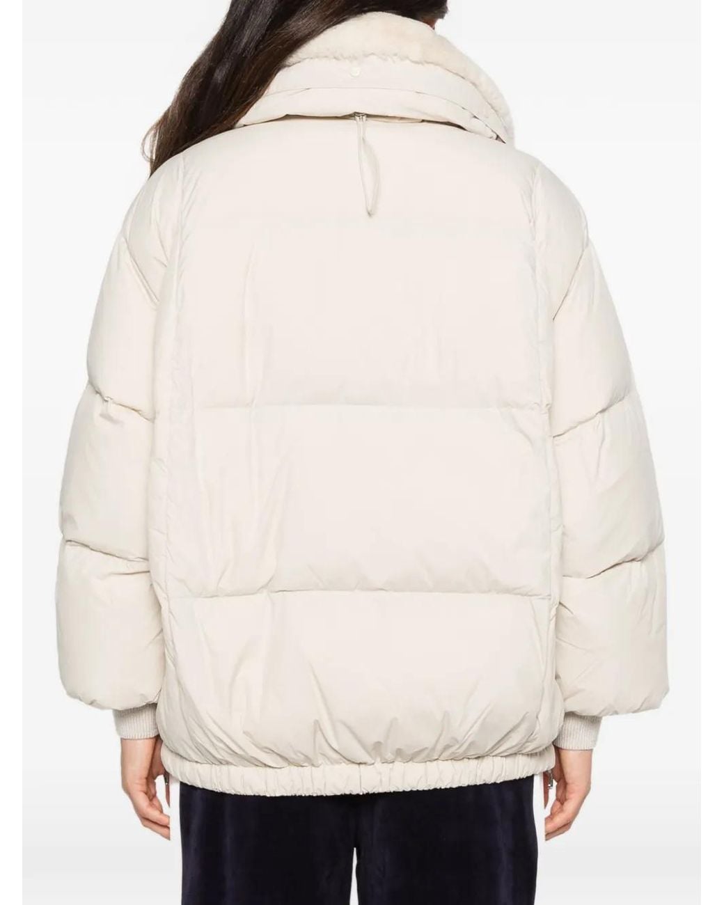 DUNO White Faux-Fur-Collar Quilted Jacket