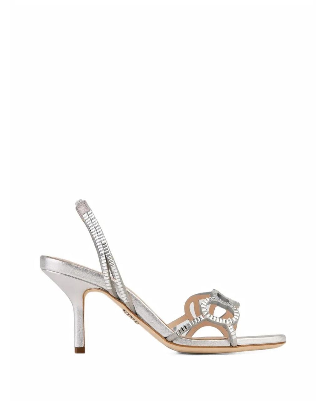 Rodo White Crystal-Embellished Slingback Sandals