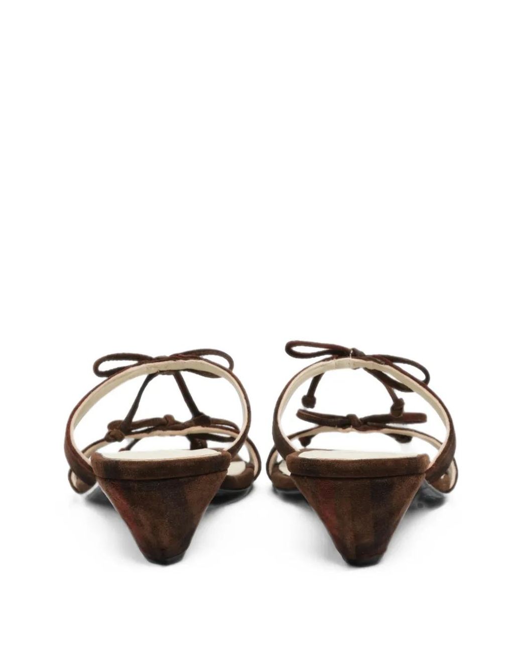 Bimba Y Lola Brown Tartan Print Suede Heeled Sandal With Bows