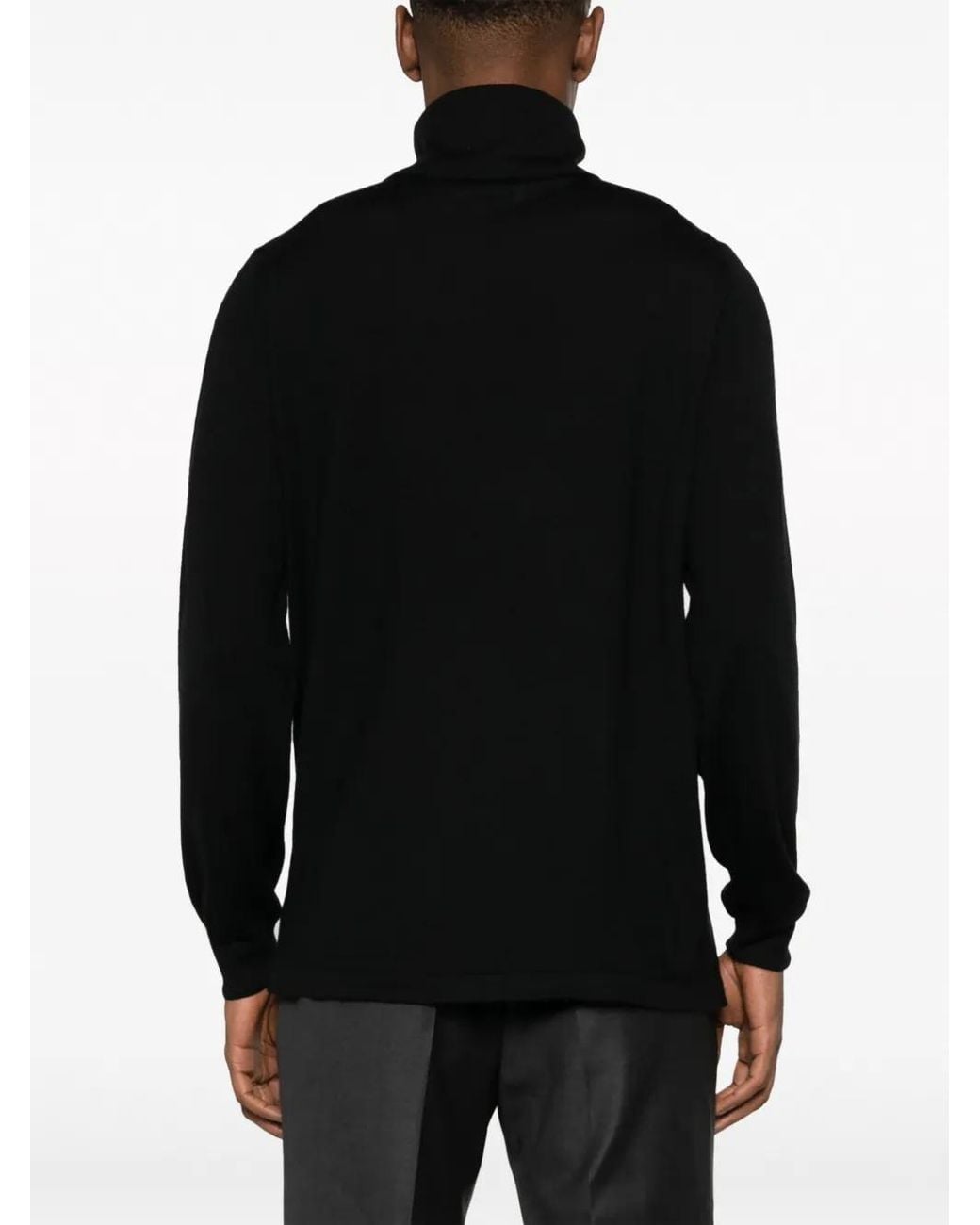 Eraldo Black Roll-Neck Wool-Blend Jumper for men