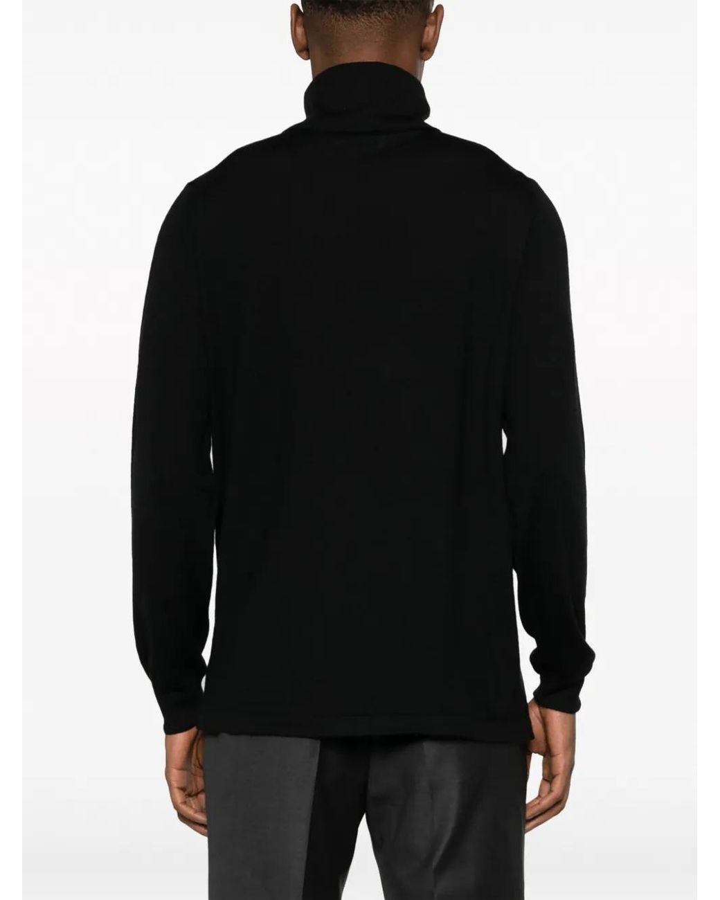 Eraldo Black Roll-Neck Wool-Blend Jumper for men