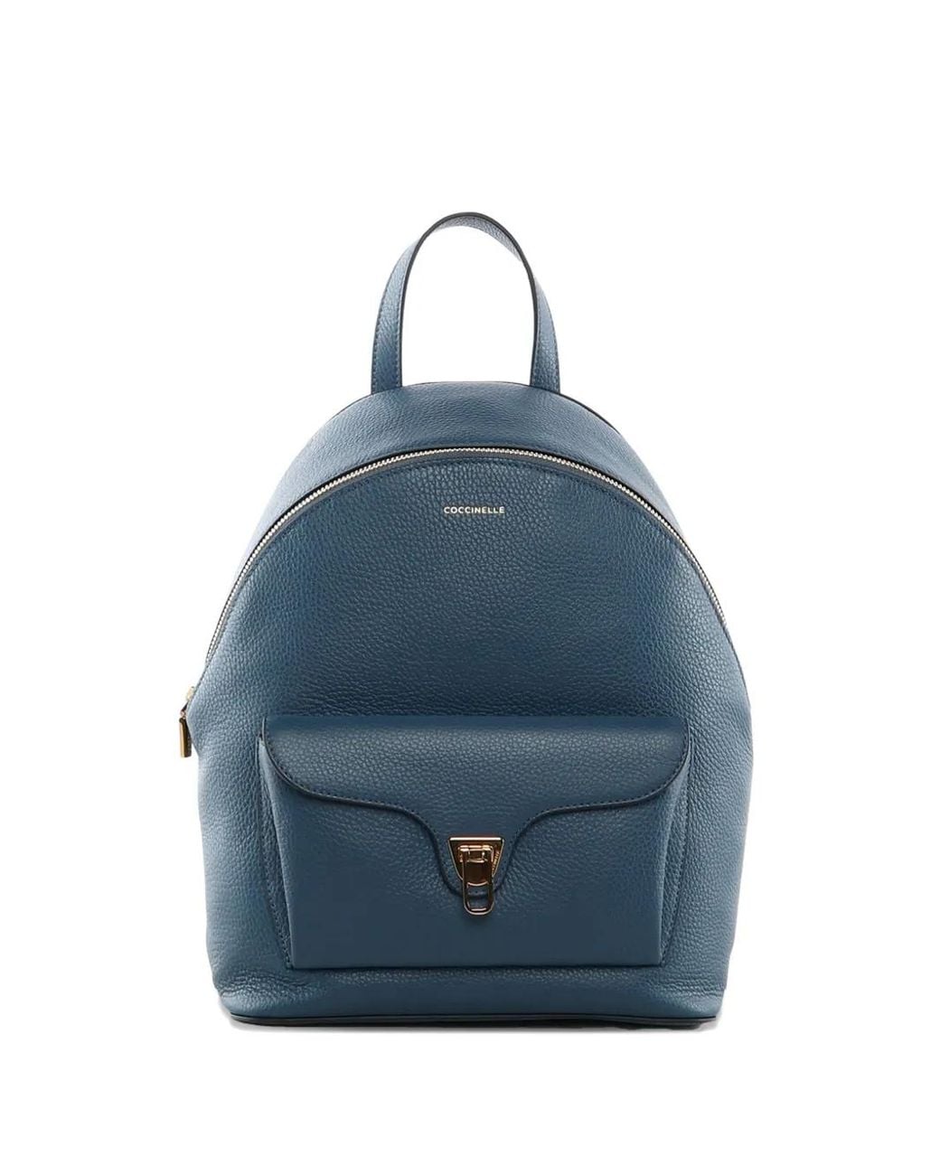 Coccinelle Blue Front-Pocket Leather Backpack