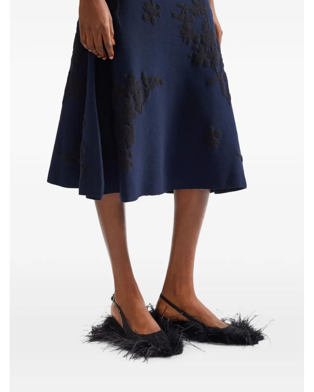 Erdem Blue Jacquard-Knit Skirt