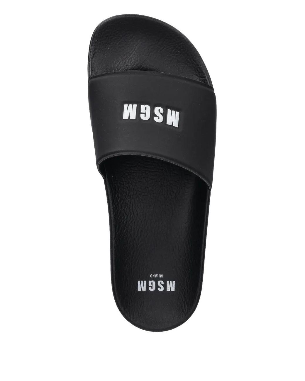 MSGM Black Logo-Embossed Slides