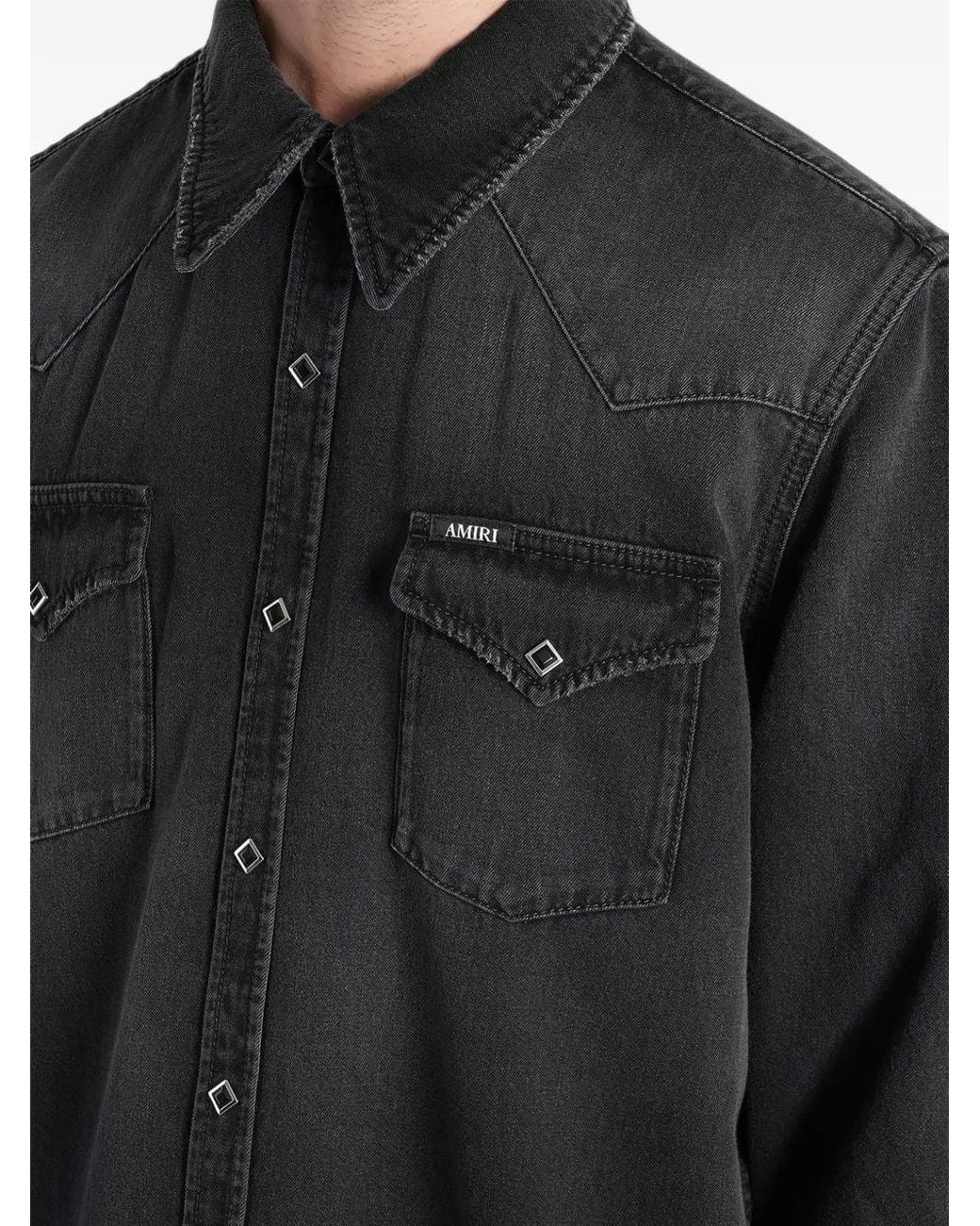 Amiri Black Western Denim Long Sleeve Shirt for men