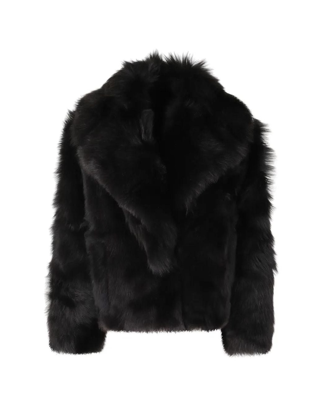 Blancha Black Oversized-Collar Shearling Jacket