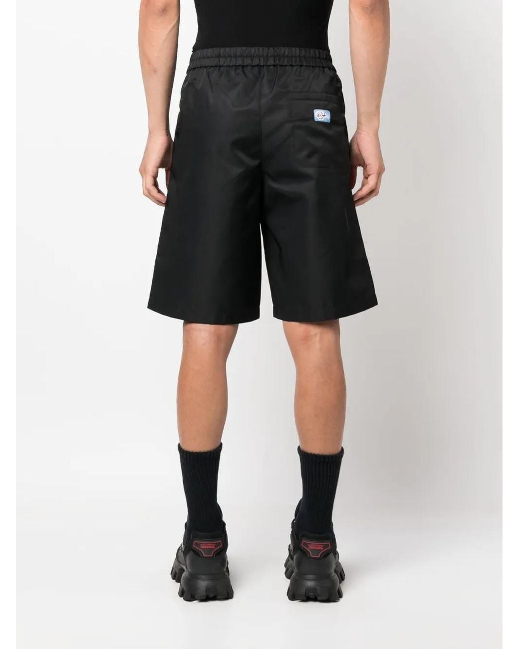 Heron Preston Black Ex-Ray Logo-Patch Shorts for men