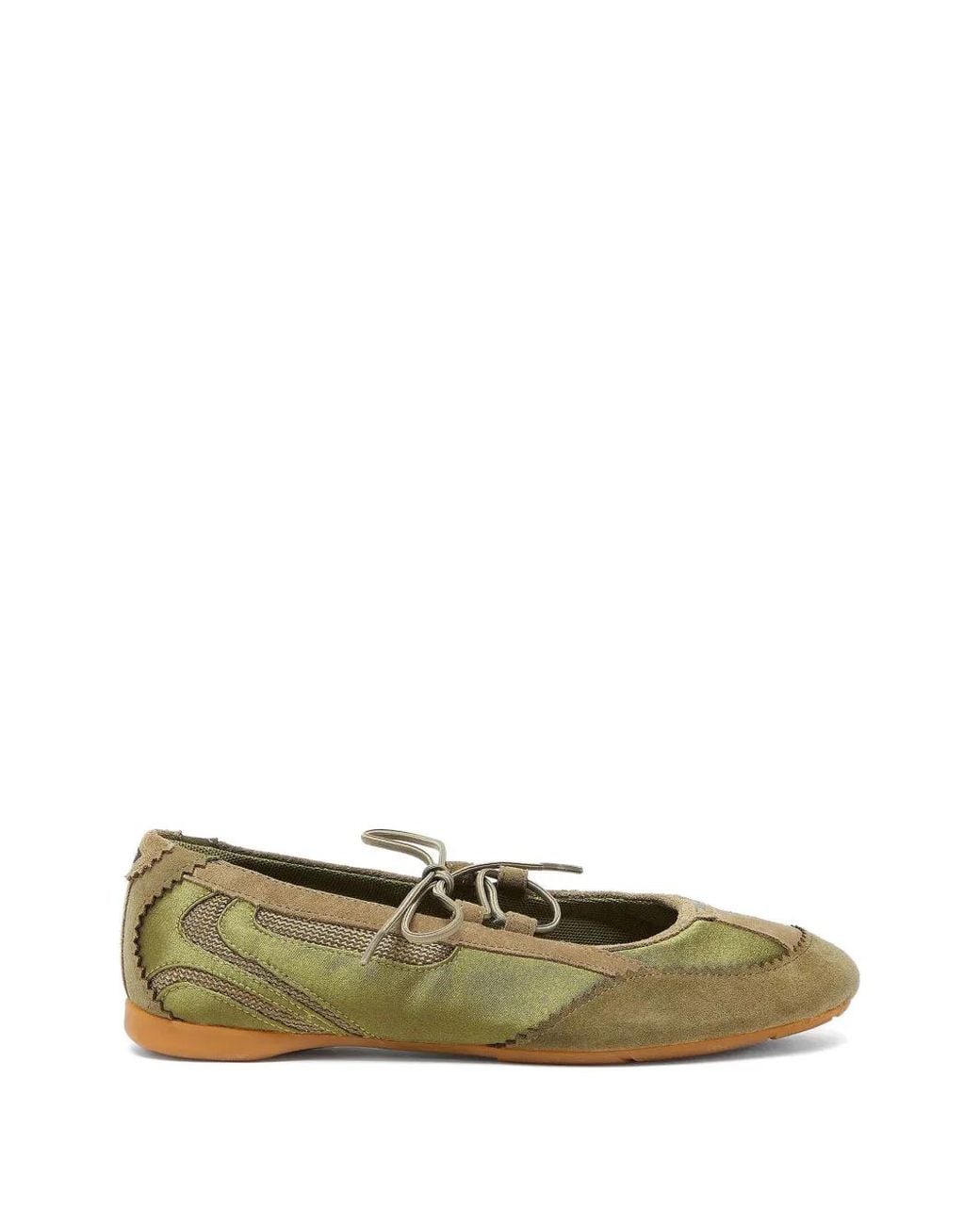 DIESEL Green D-Mile Lace-Up Ballerina Flats