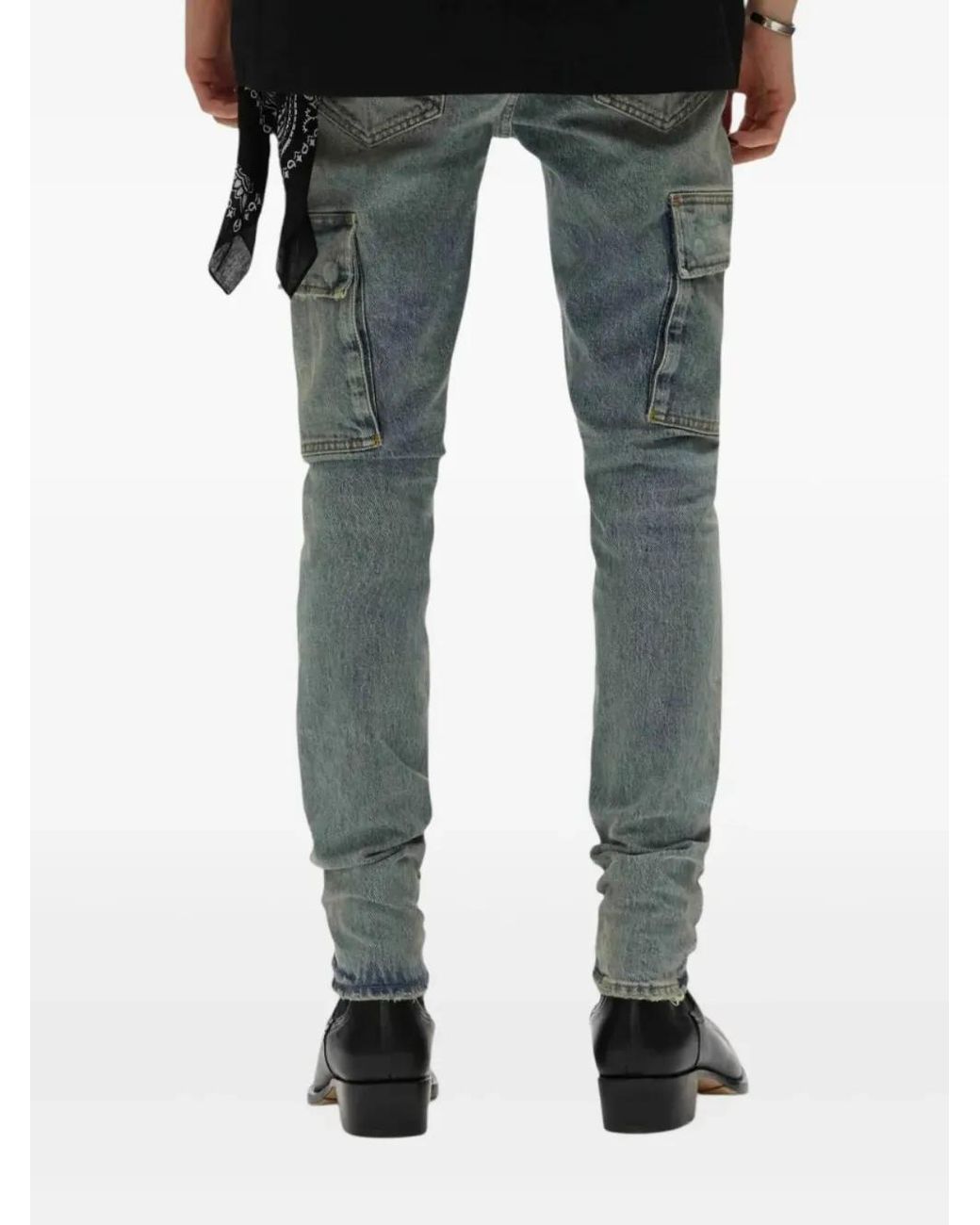 Purple Brand Blue Cargo Skinny Jeans for men