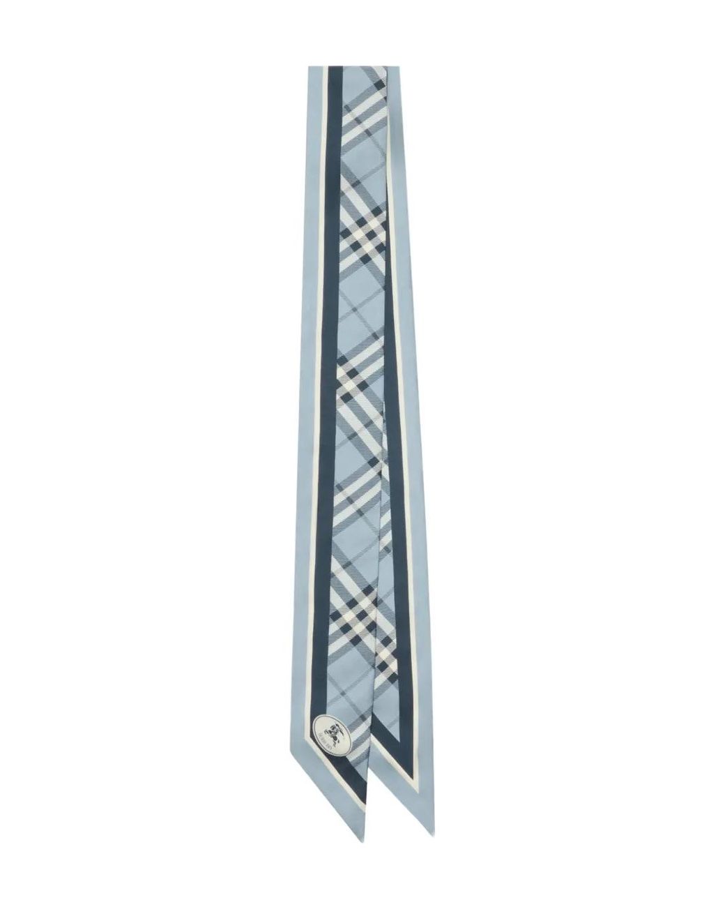 Burberry Blue Skinny Check Silk Scarf