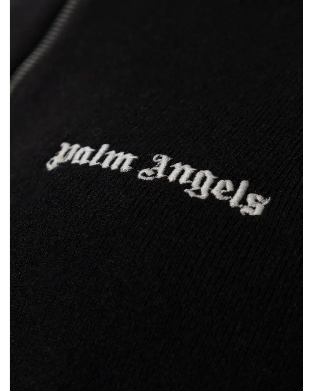 Palm Angels Black Striped-Sleeve Zip-Up Sweatshirt