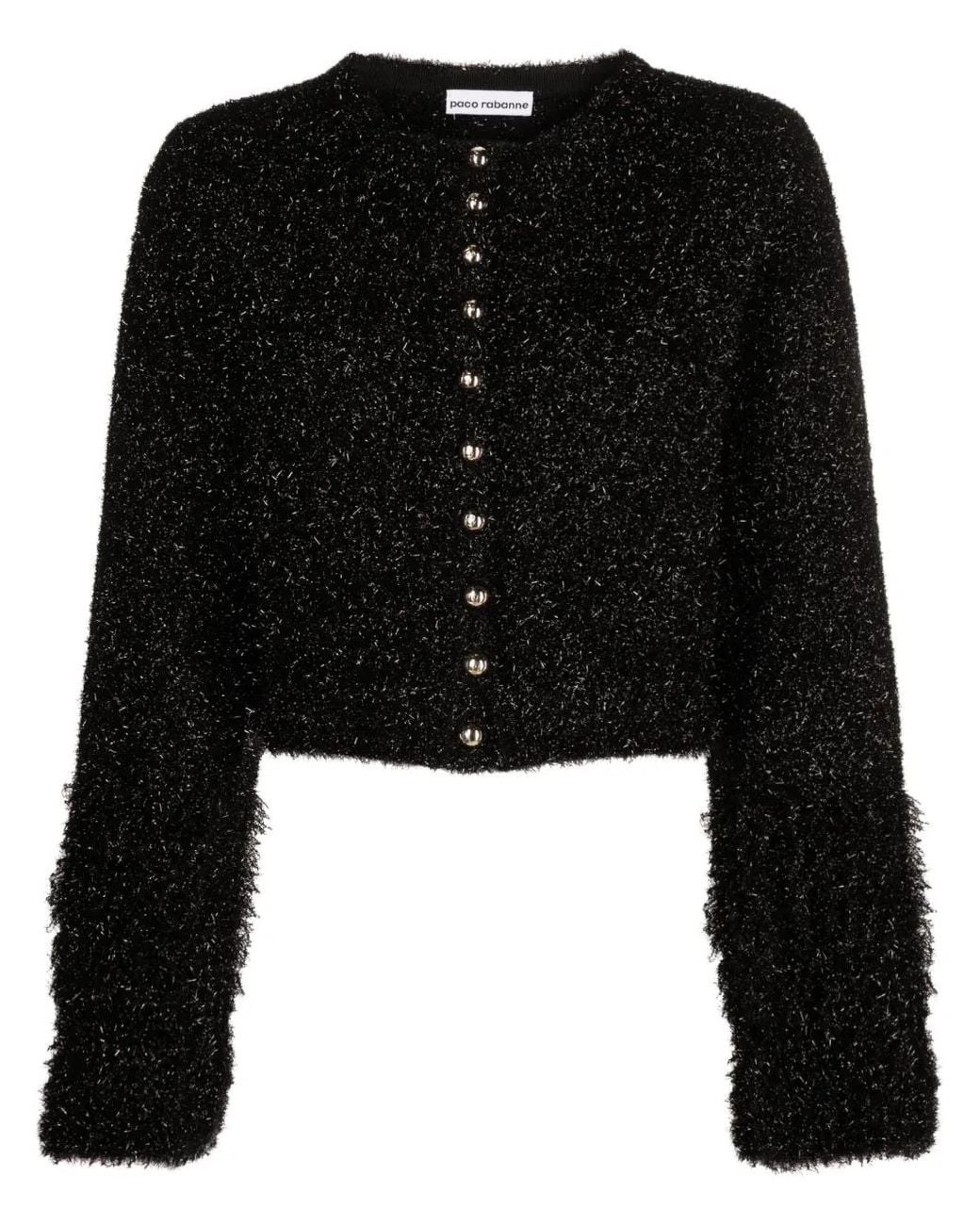 Rabanne Black Metallic Cropped Cardigan
