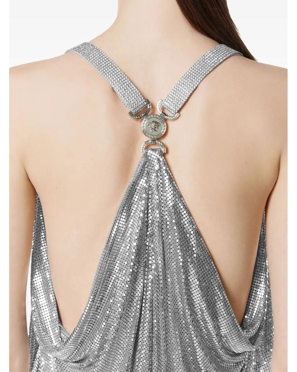 Versace Gray Maxi Medusa '95 Chainmail Dress