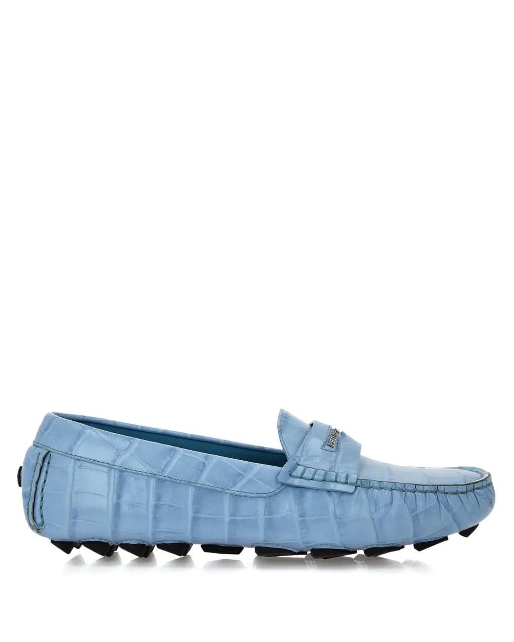 Philipp Plein Blue Crocodile-Embossed Loafers