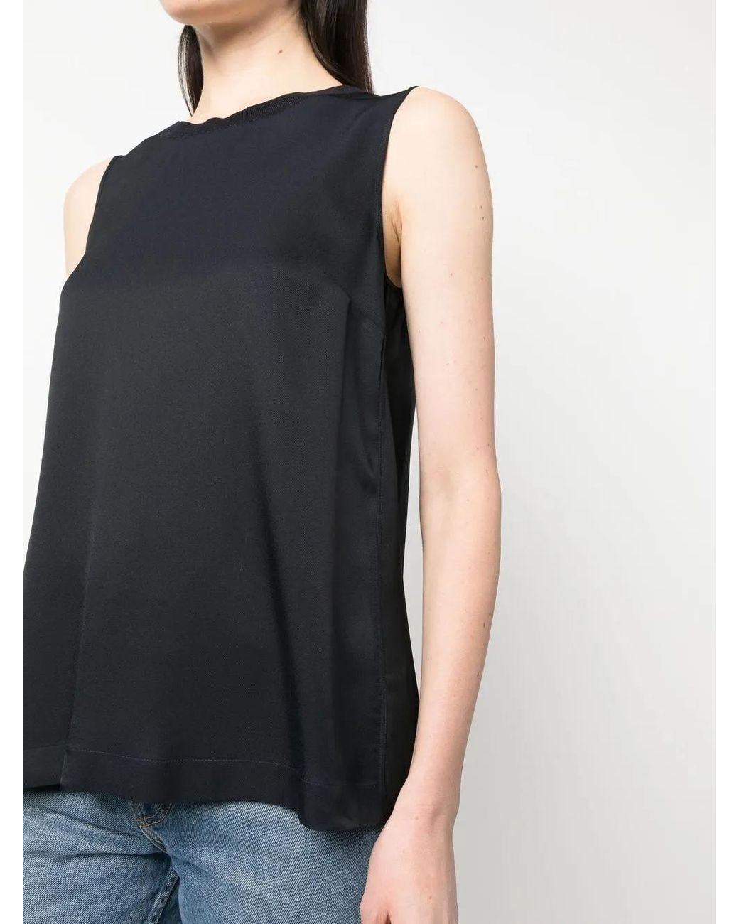 Lorena Antoniazzi Black Cotton-Blend Tank Top