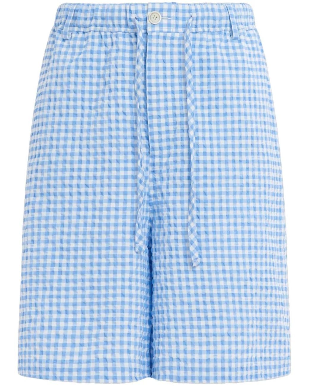 Marni Blue Check-Pattern Shorts for men