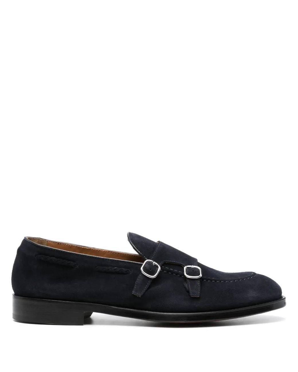 Doucal's Blue Double-Buckle Suede Shoes for men
