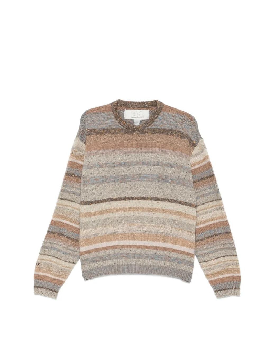 ERL Natural Striped Crew-Neck Sweater for men