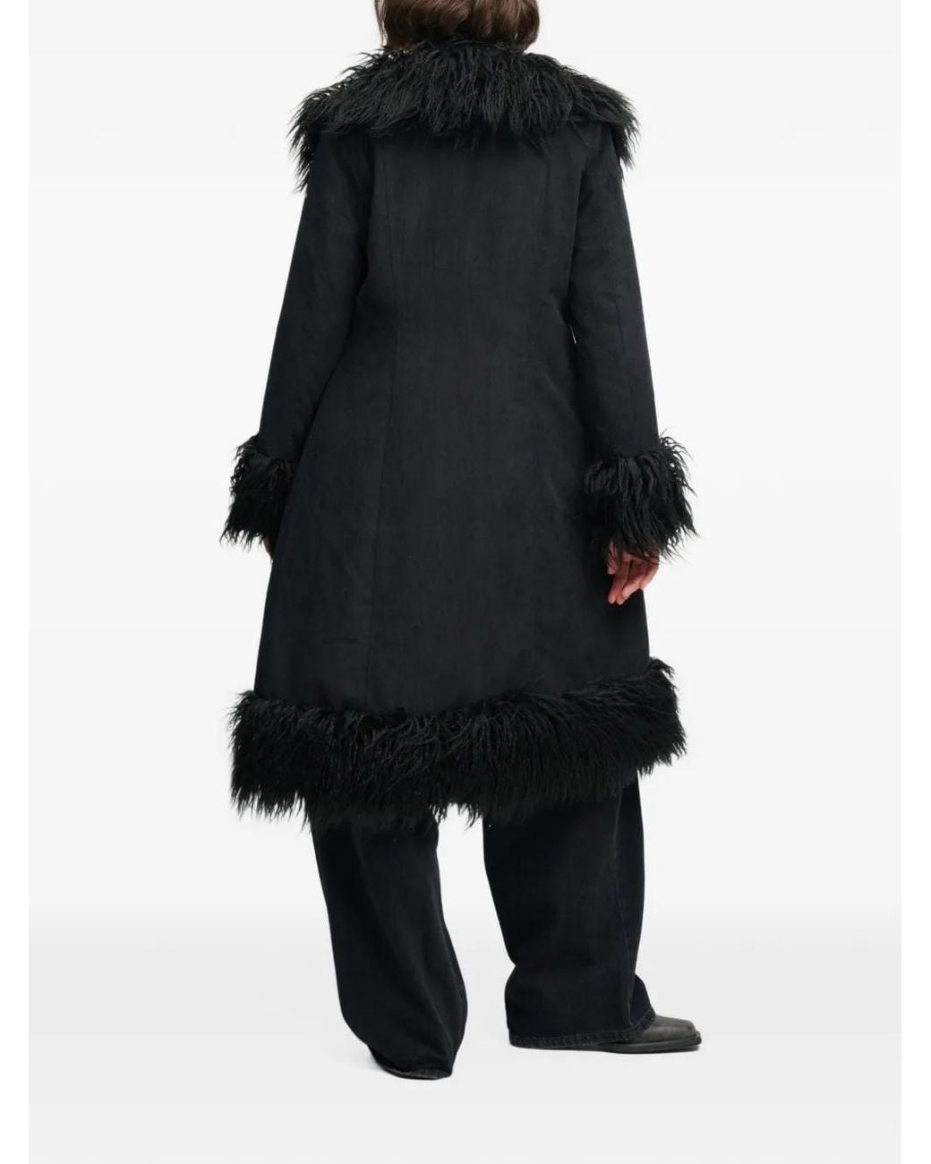 Superdry Black Faux-Fur Trim Coat