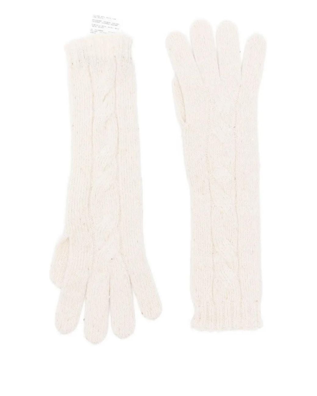 Gran Sasso White Cable-Knit Gloves