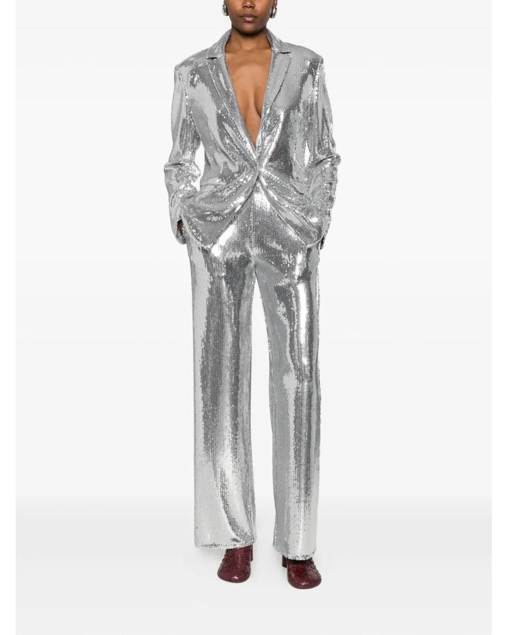 Patrizia Pepe Gray Sequinned Blazer