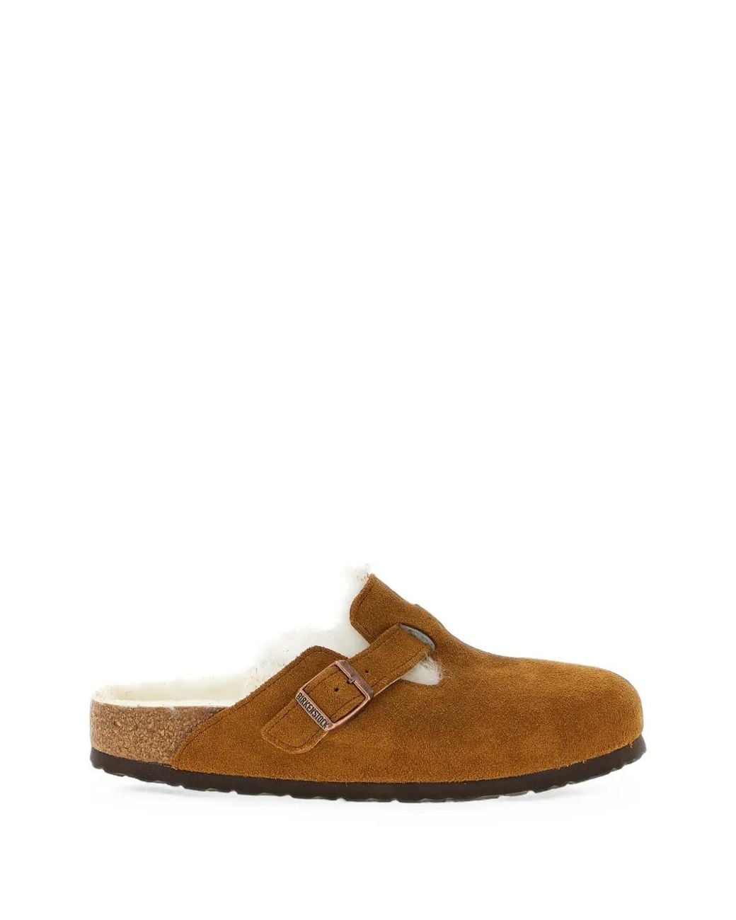 Birkenstock Brown Sandales Boston À Doublure Lainée