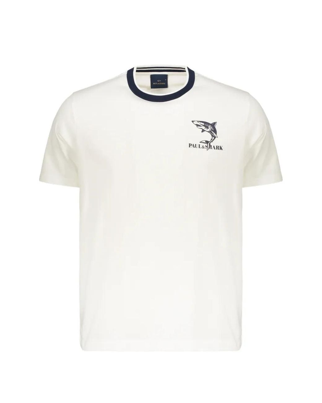 Paul & Shark White T-Shirt With Print On The Chest Cream for men