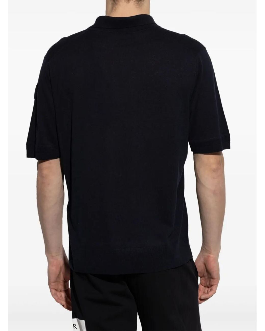 Moncler Black Knit Polo Shirt for men