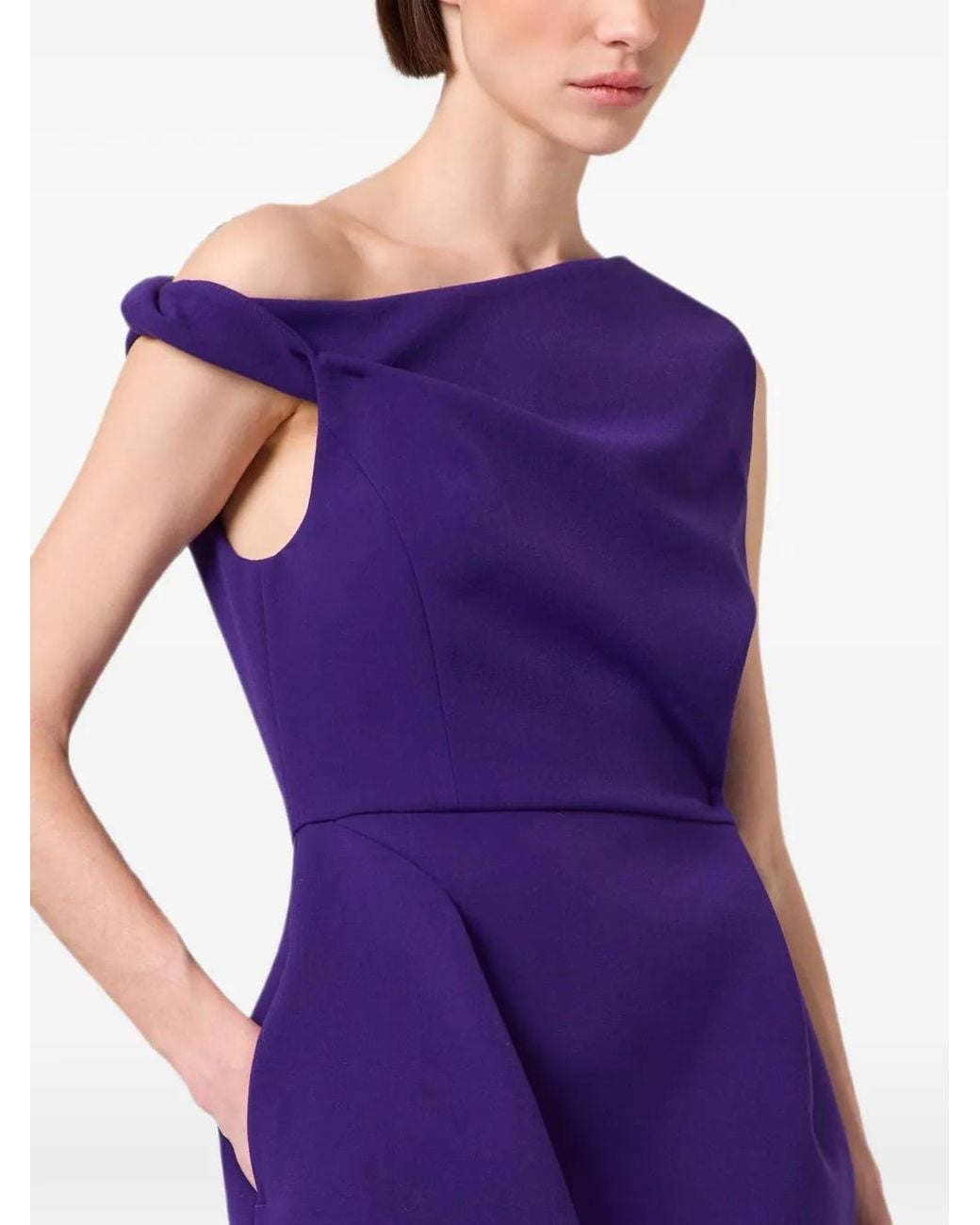 MSGM Purple One-Shoulder Mini Dress