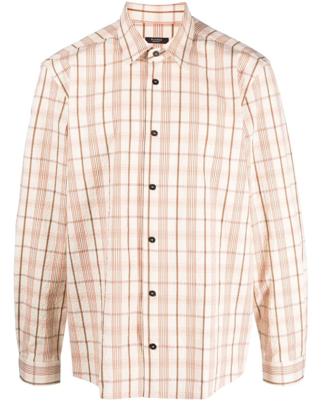 Peserico Natural Check-Pattern Long-Sleeve Shirt for men