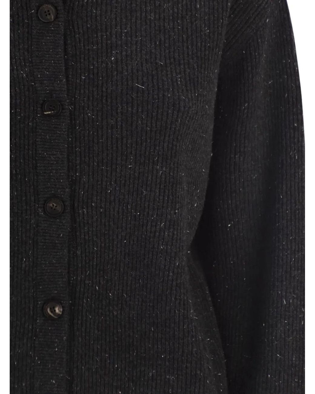 Peserico Black Button-Fastening High-Neck Cardigan