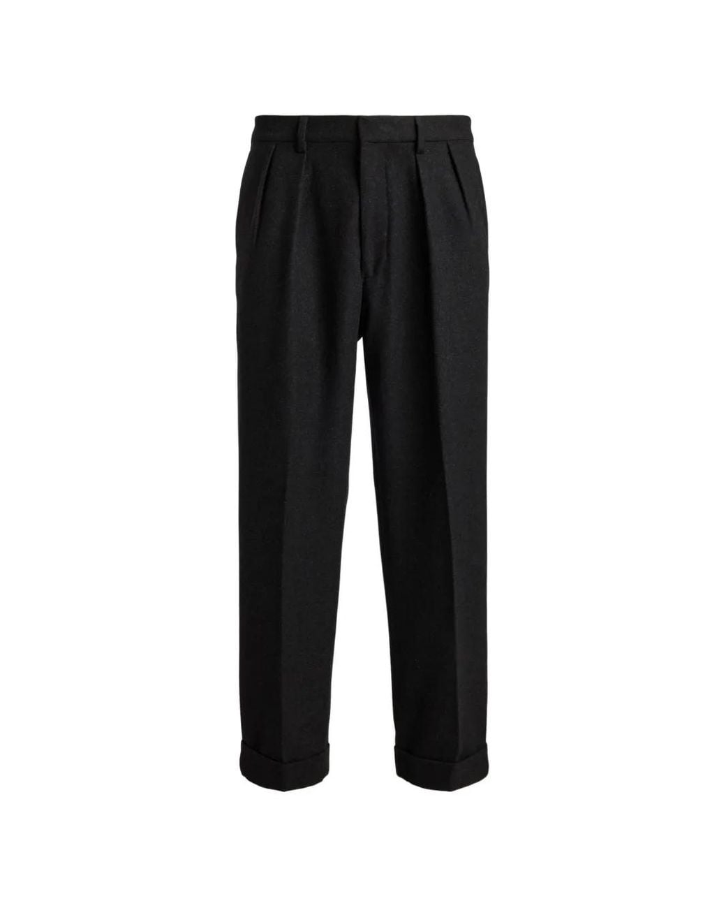 Polo Ralph Lauren Black Pleated-Detail Turn-Up Trousers for men