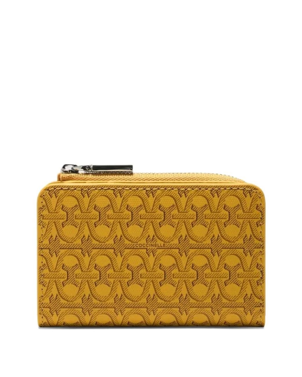 Coccinelle Yellow Monogram-Pattern Wallet