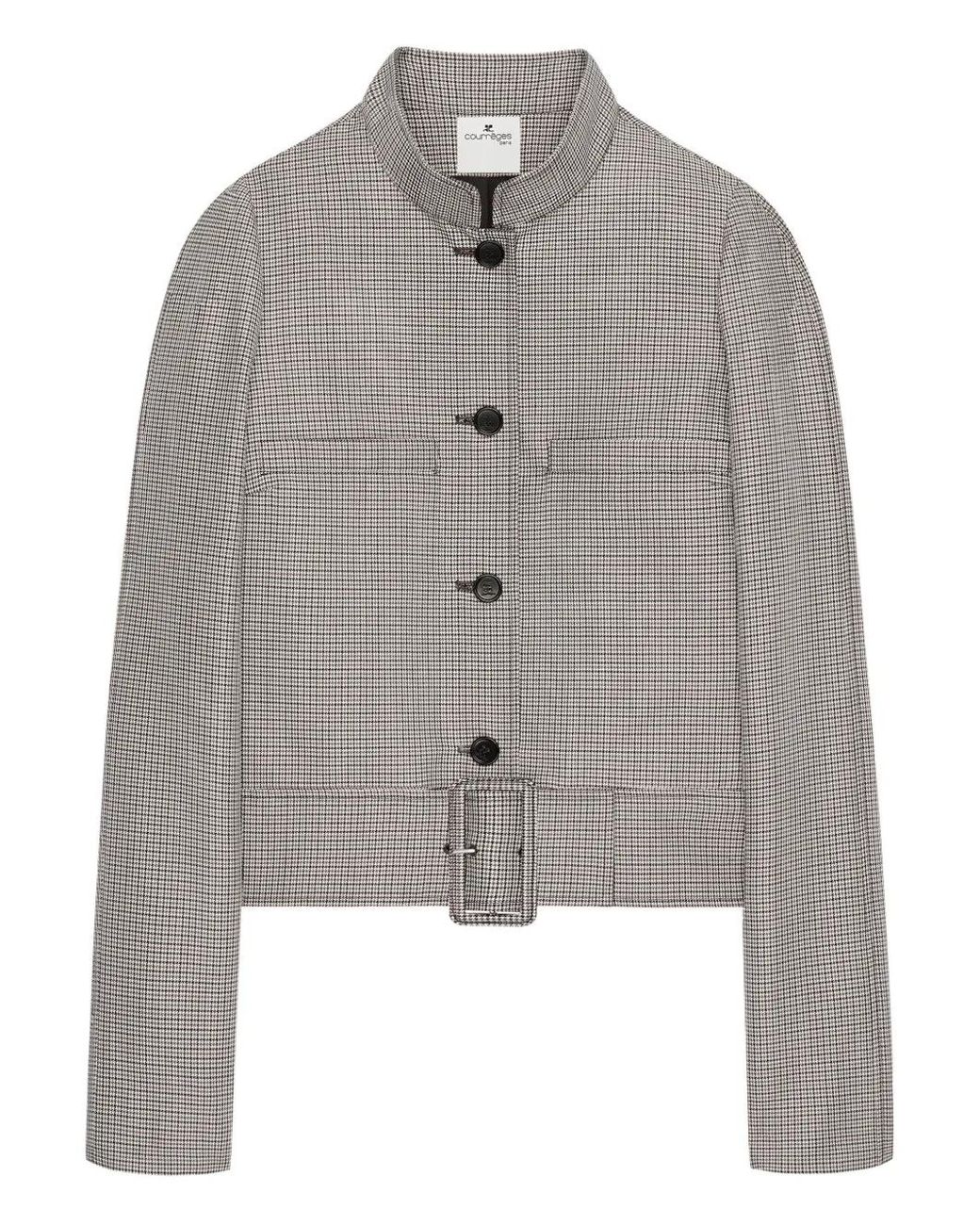 Courreges Gray Courregès Houndstooth Pattern Jacket With Buckle