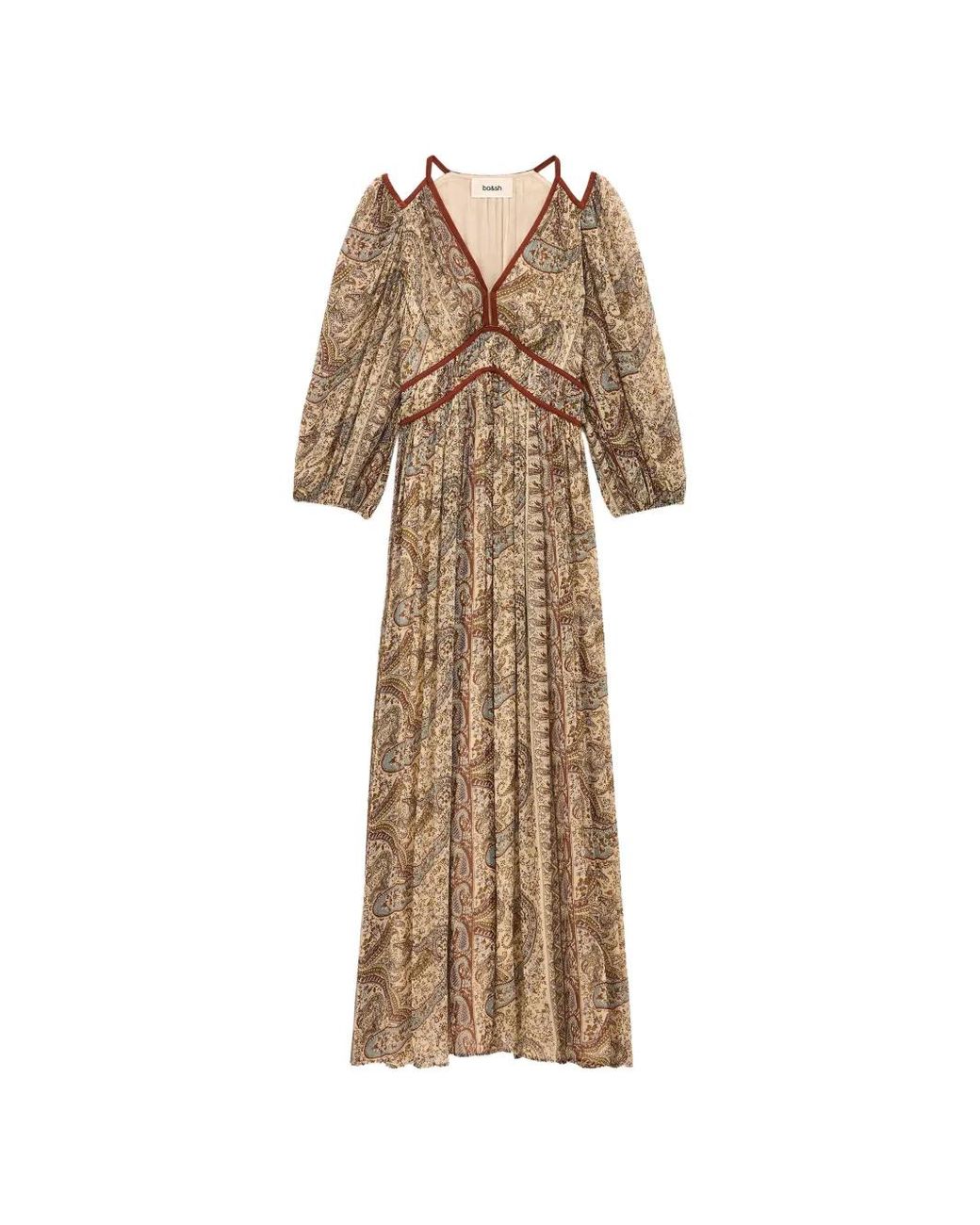 Ba&sh Natural Chana Paisley-Print Cold-Shoulder Maxi Dress