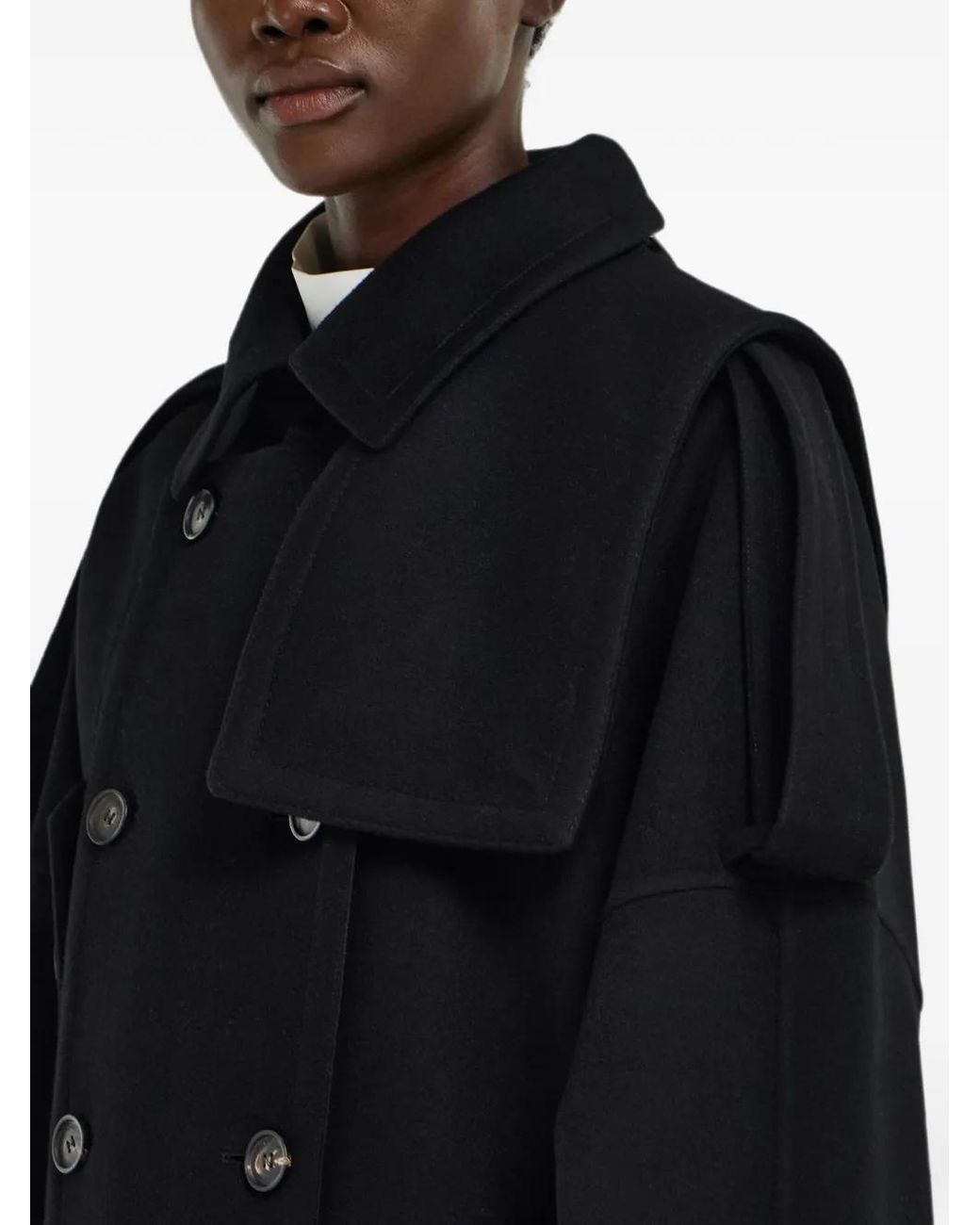 Ferragamo Black Double Breasted Oversize Coat