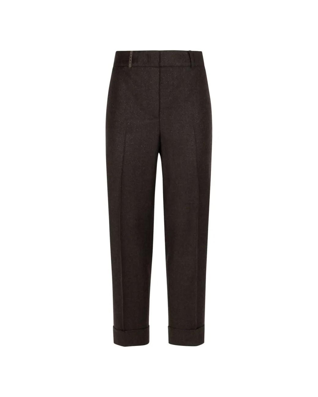 Peserico Black Rhinestone Cuff Trousers