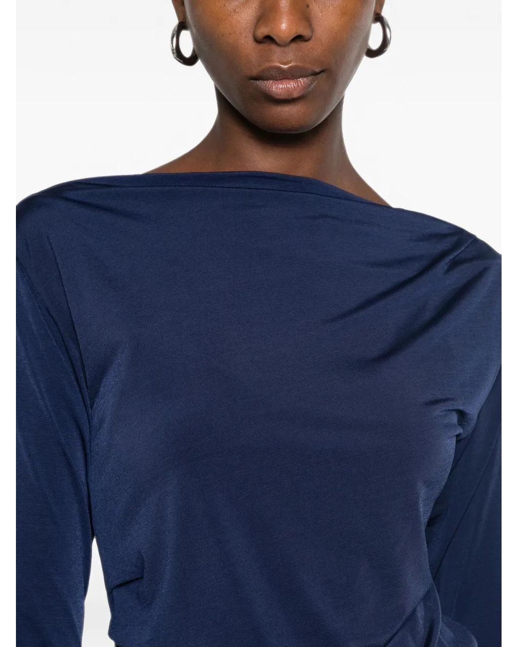 Homage Blue Long-Sleeve Ruched Top