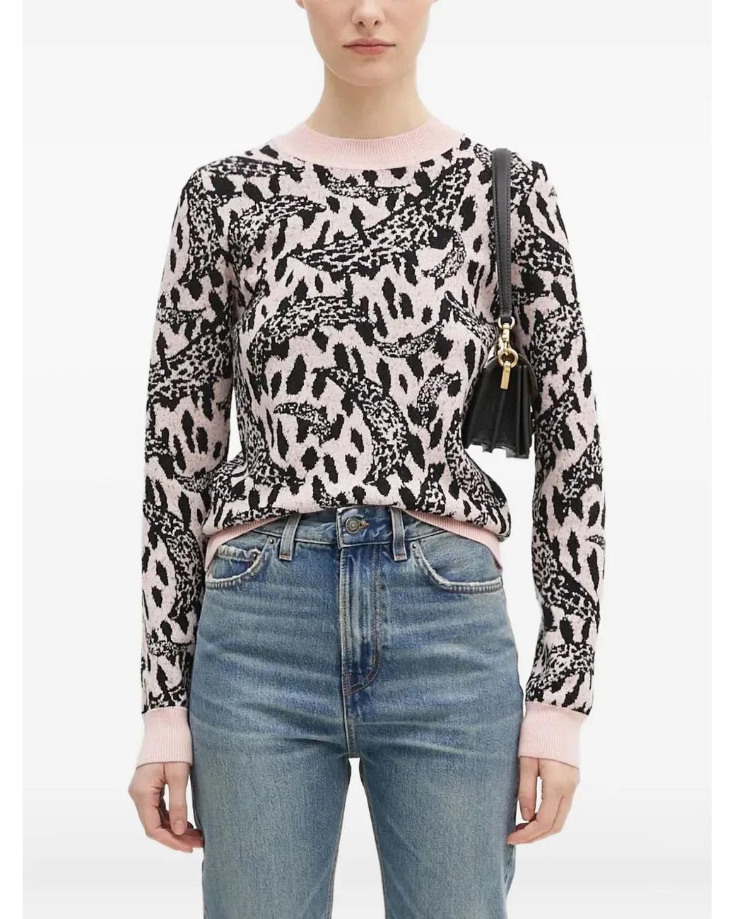 Fiorucci Blue Leopard-Jacquard Crew-Neck Sweater