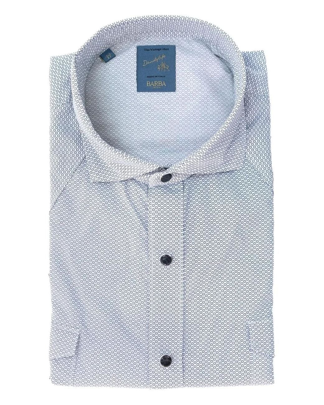 Barba Napoli Blue Patterned Button-Down Shirt for men