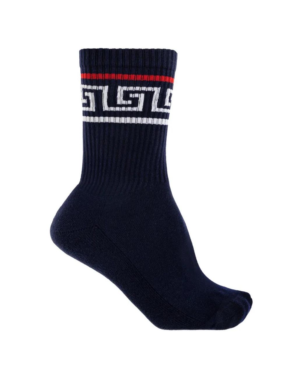 Versace Blue Cotton Socks With Logo for men