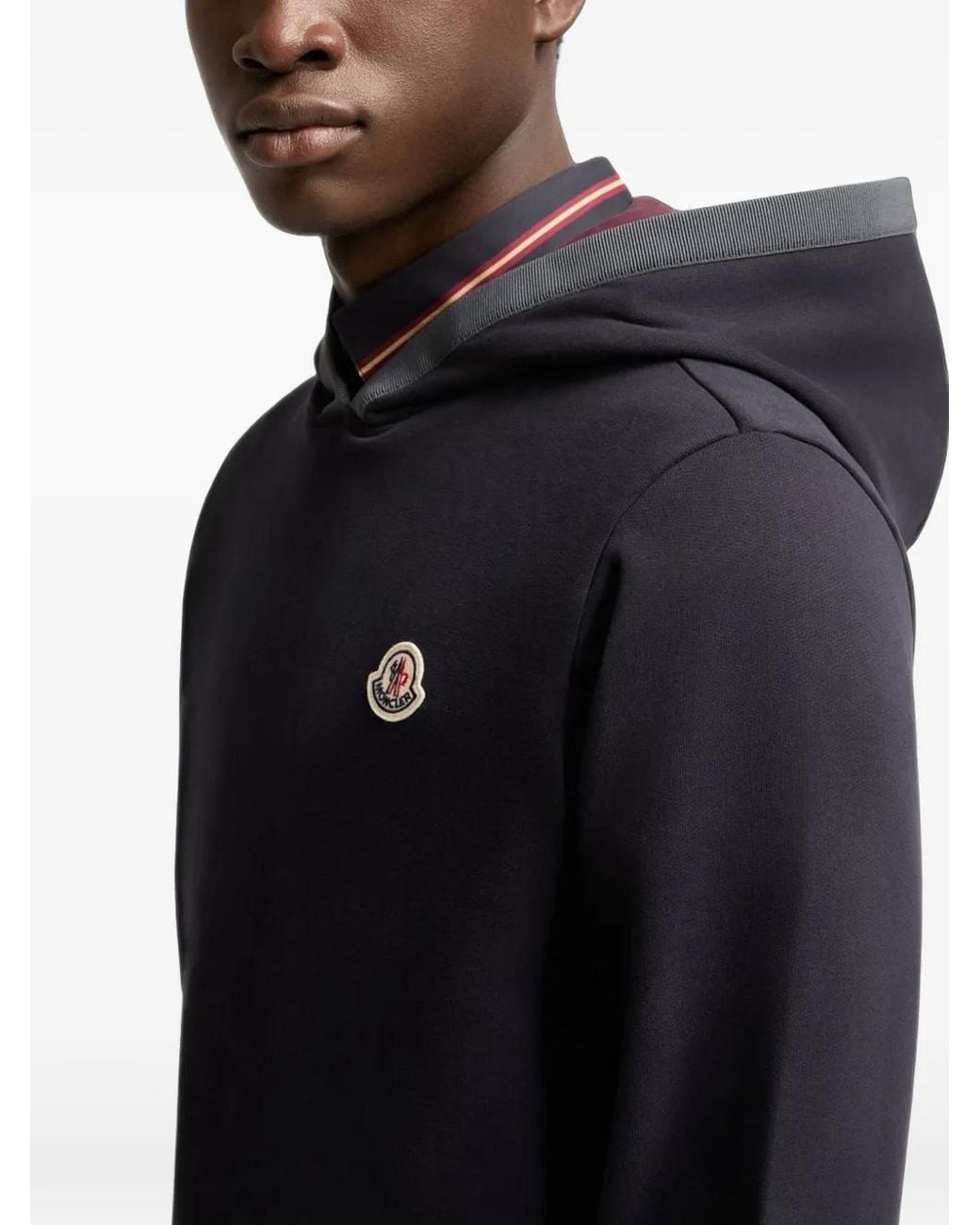 Moncler Blue Hoodie À Patch Logo for men