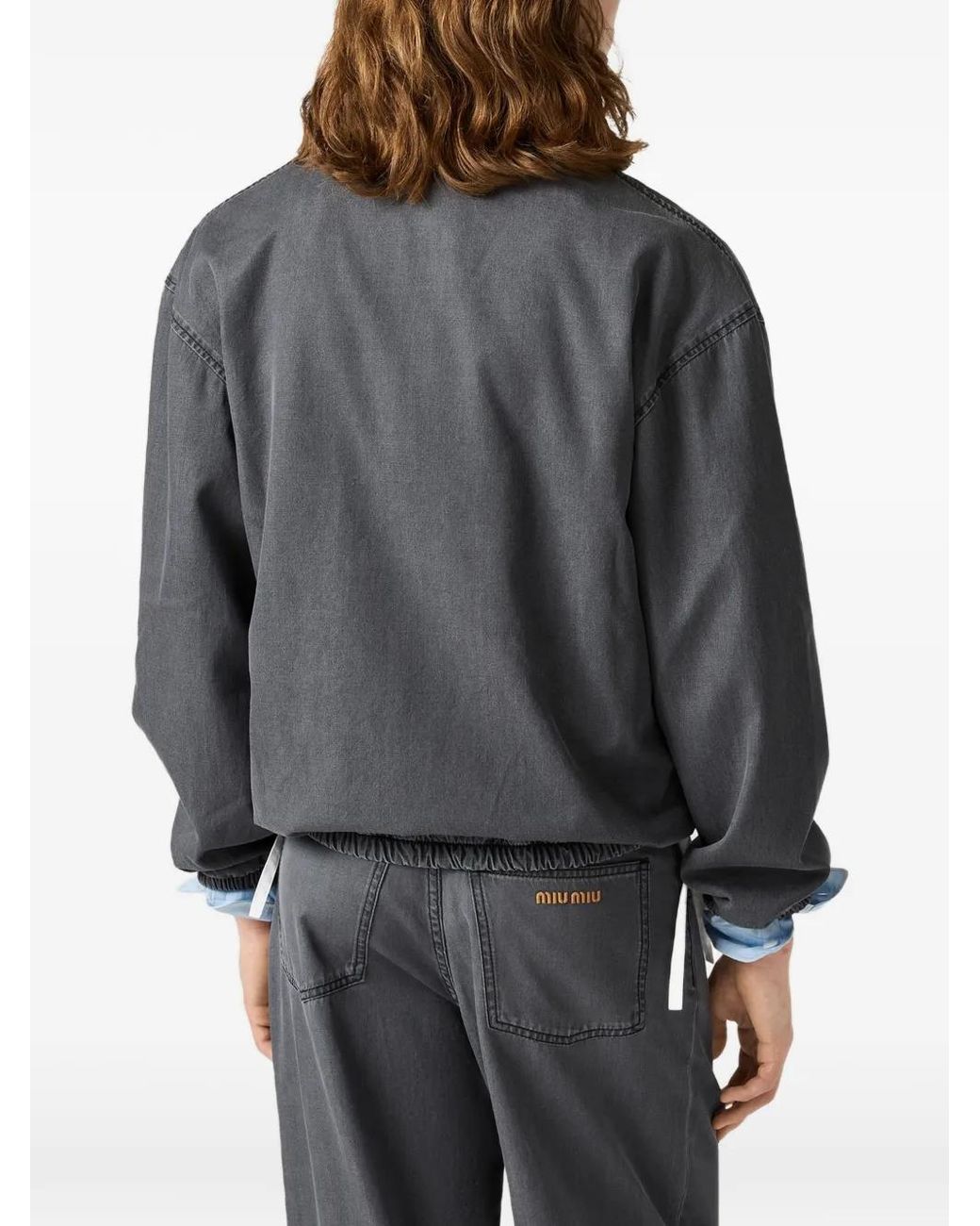 Miu Miu Black Logo-Embroidered Zip-Up Jacket