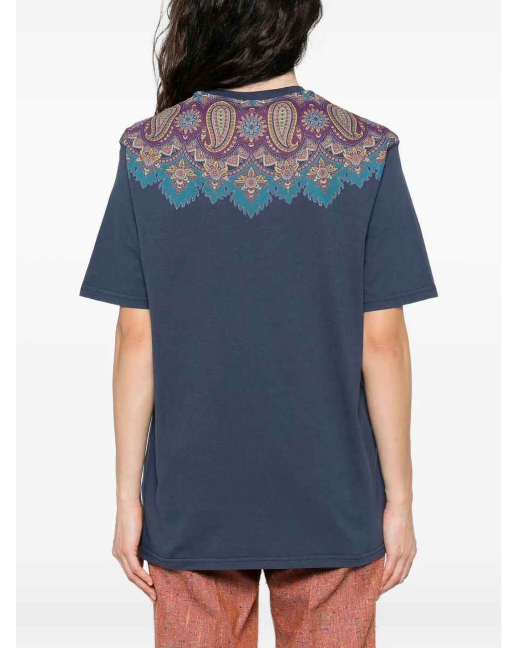 Etro Blue Paisley-Print Cotton T-Shirt